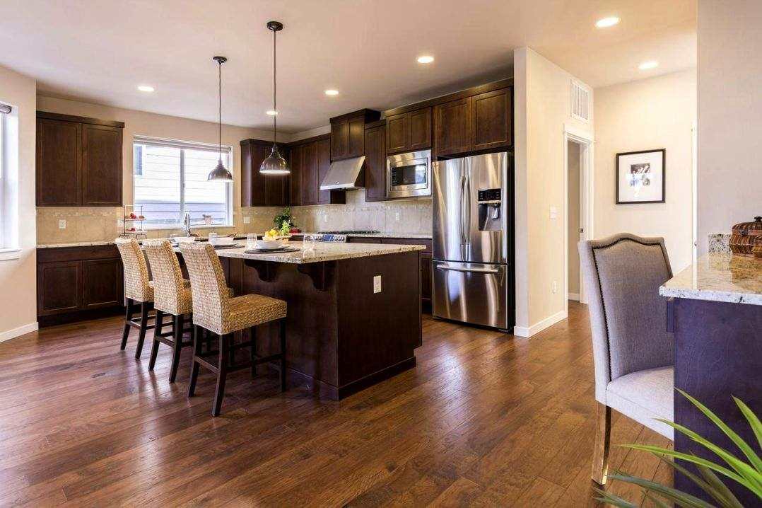 Live-edge dining table with bench seating